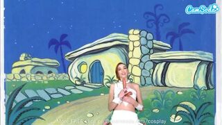 Cuki tinédzser wilma flintstone cosplayben masturbál és leszopja a gigászi fazsat