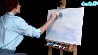 Ryan Keely bob ross cosplayban festés óráján megvadul a gigászi csöcsű milf